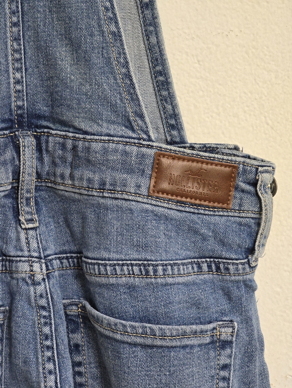 Hollister XS Distressed Denim Overalls Light Wash Skinny Fit - Picture 14 of 15